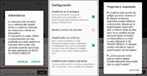 Configuración de app para amplificar sonido