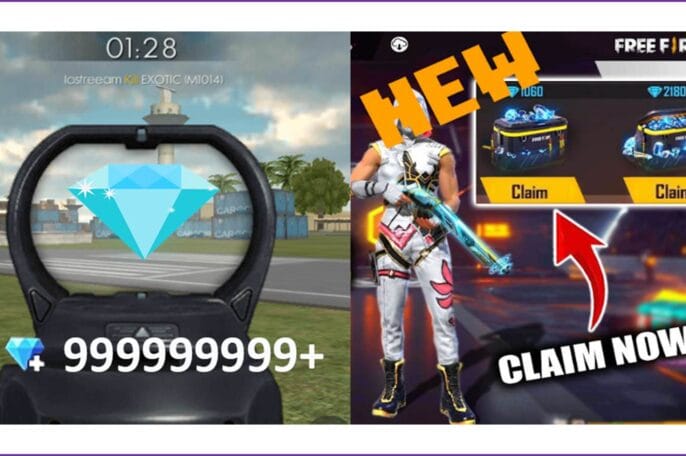 Diamantes en el juego llamado Free fire.