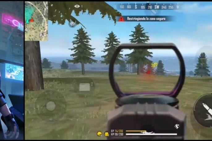 Jugador de free fire usando una macro.